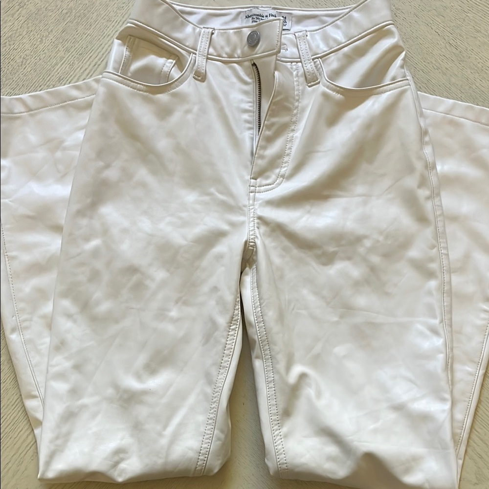 Abercrombie & Fitch Cream Leather Pants